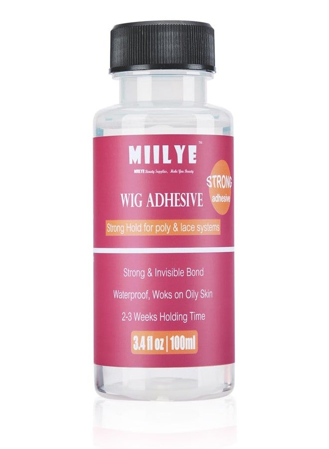 MIILYE Clear Wig Glue Pack, 3.4OZ/100ml Waterproof Adhesive for Toupee Hair Replacement, Strong Hold Acrylic for Front Lace Wig, With Melting Band, Brush and Caps - Image 5